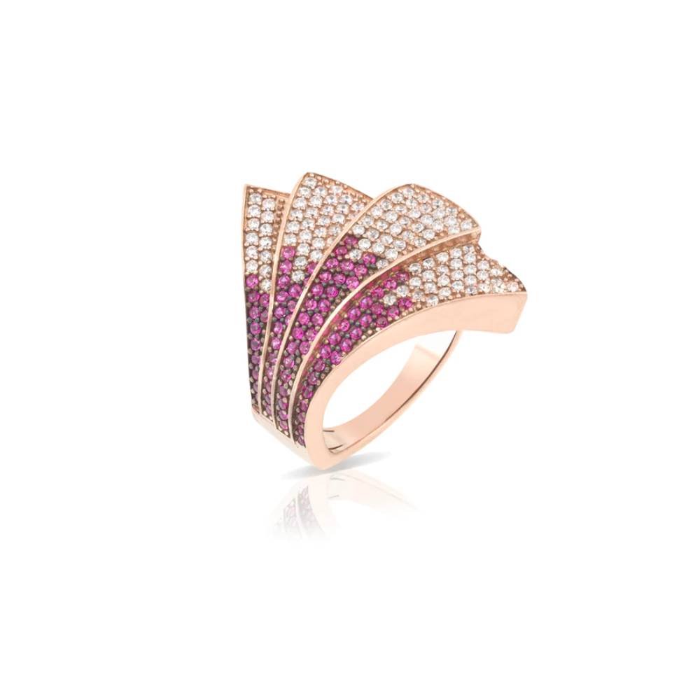 Anello Donna Sogni Argento 925 Pavè Zirconi Magenta E Rosa Misura 16 AN102RR