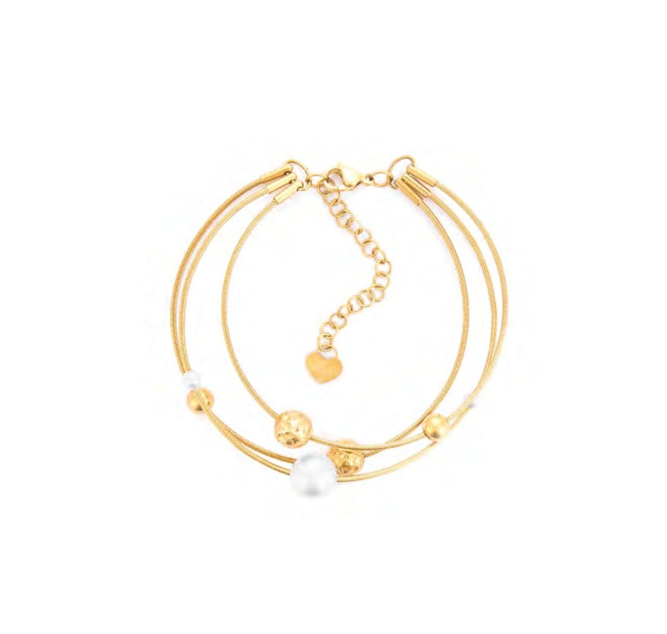 Bracciale Donna Acciaio dorato 4US cesare paciotti  multifilo rigido 4UBR8157W