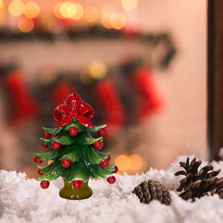 Albero di Natale Capodimonte Fiocco Palline Rosse 13cm CAP31