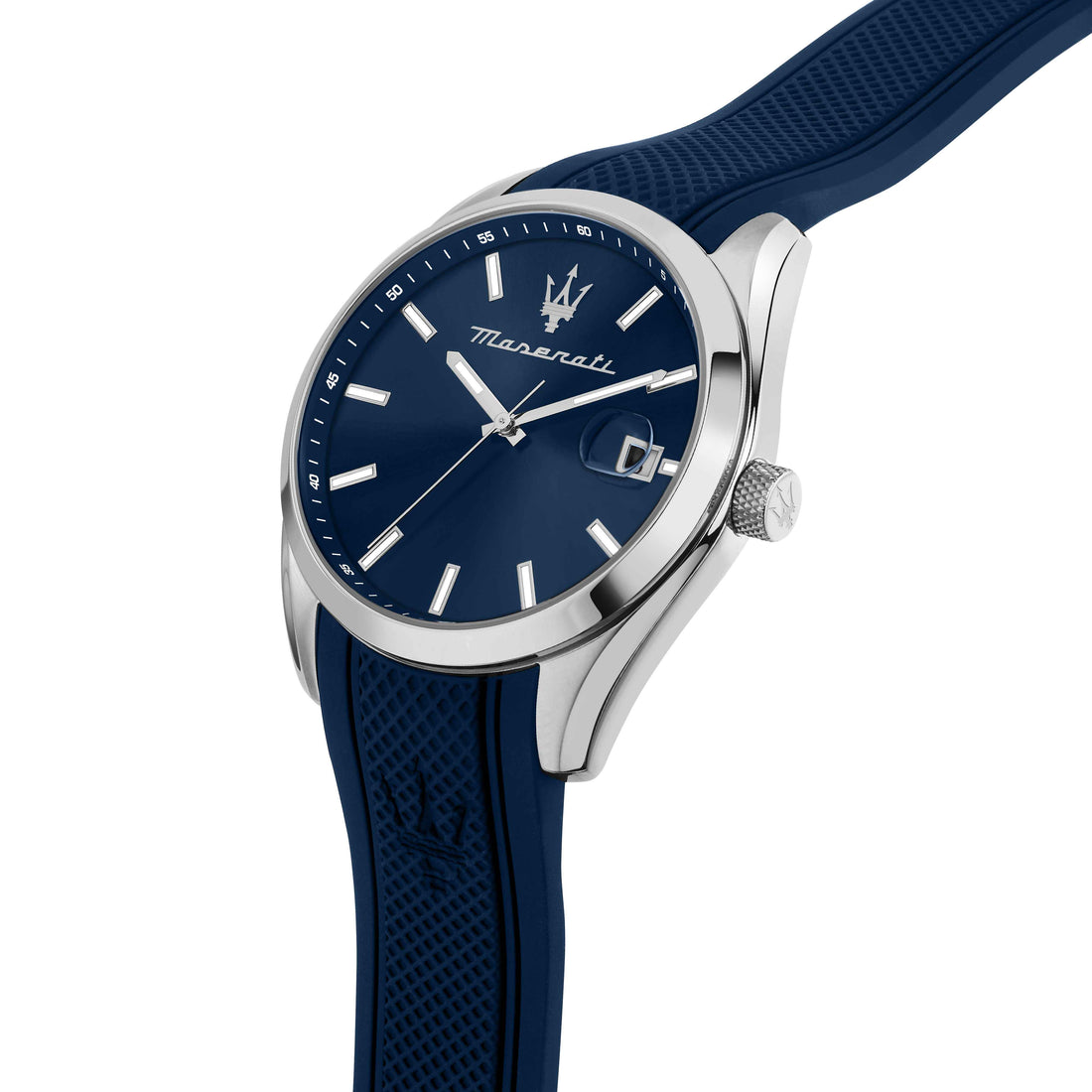 Orologio Uomo Maserati Acciaio Quarzo Solo Tempo Data Gomma Blu R8851151005