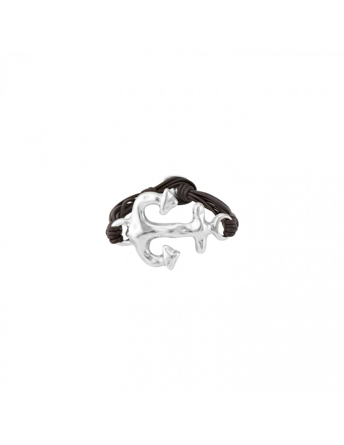 Bracciale Uomo Uno De 50 In Pelle Con Ancora Argentata