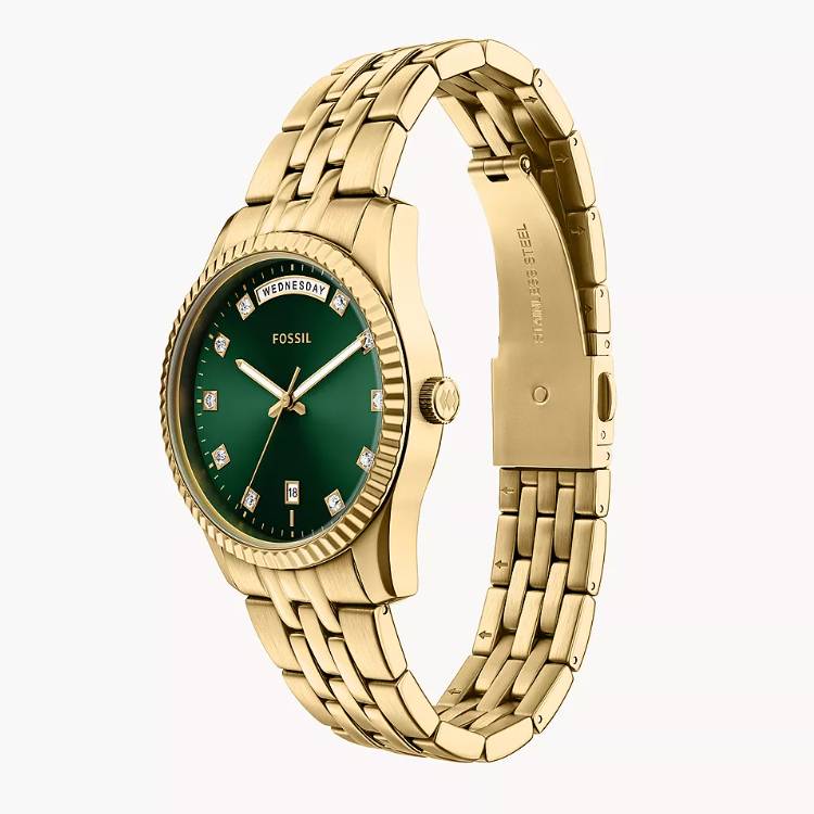 Orologio Donna Fossil Scarlette Acciaio Dorato Verde ES5460