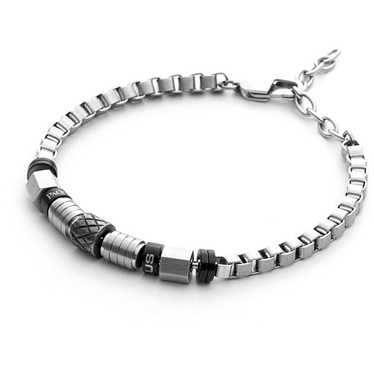 Bracciale Uomo 4US Cesare Paciotti acciaio Bianco e povd nero 4UBR3785