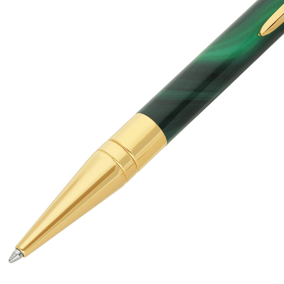 Penna Unisex Dupont Sfera Lucida Acciaio Dorato Geode Verde 275036