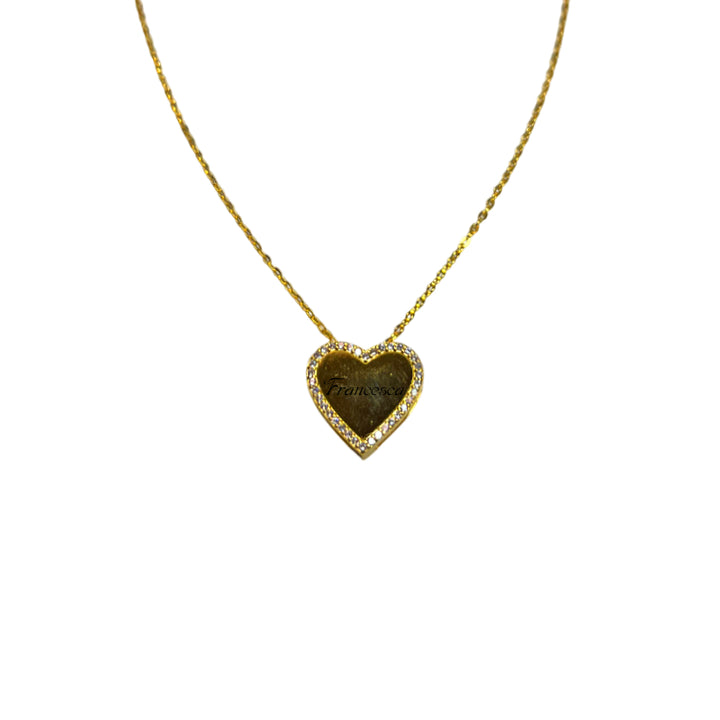 Collana Donna Re Mida Argento Dorato Cuore Piccolo Zirconi Bianchi CL DJV P5