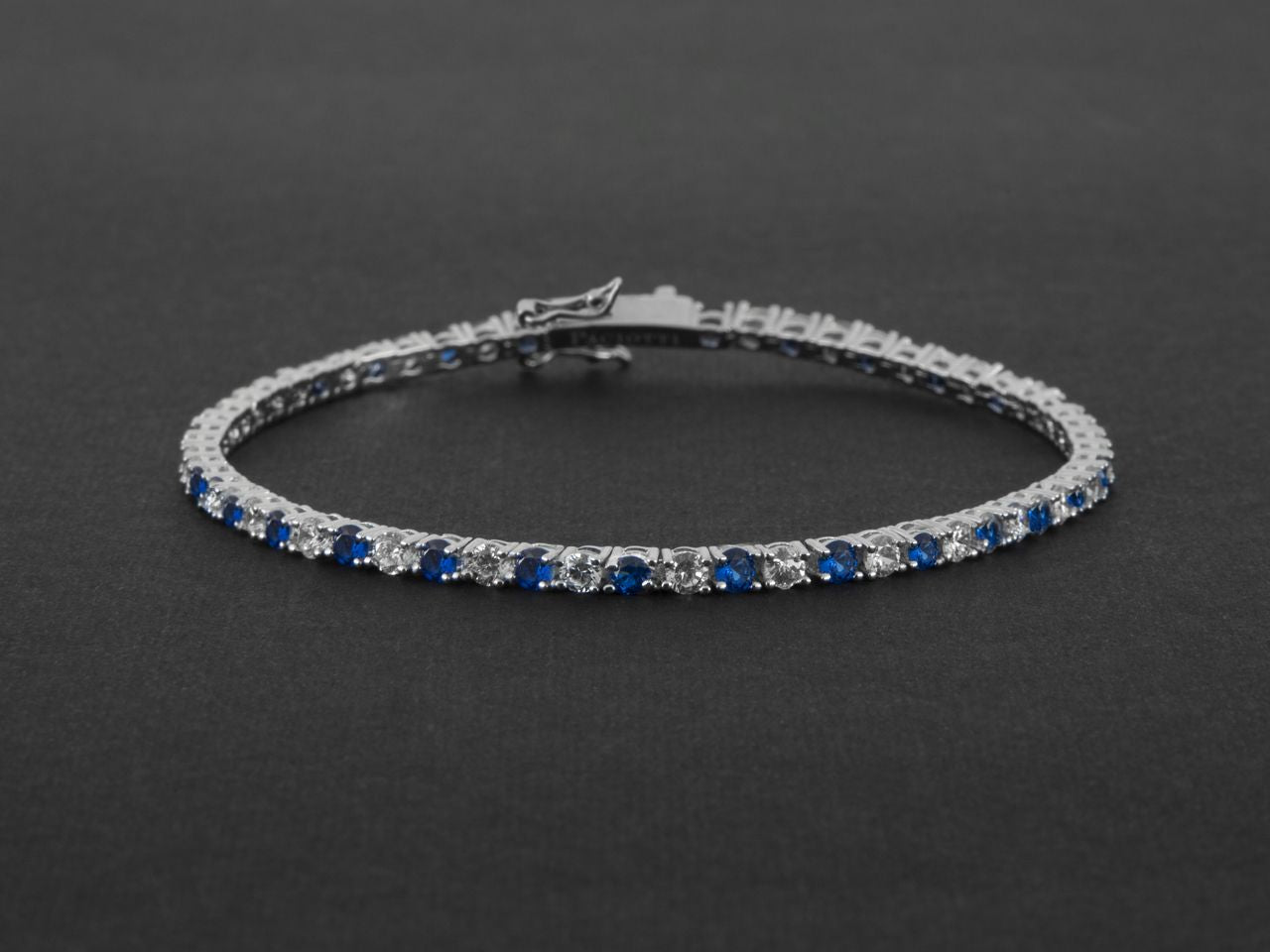 Bracciale Uomo Cesare Paciotti Tennis Argento 925 Zirconi Bianchi Blu JPBR2485B/19