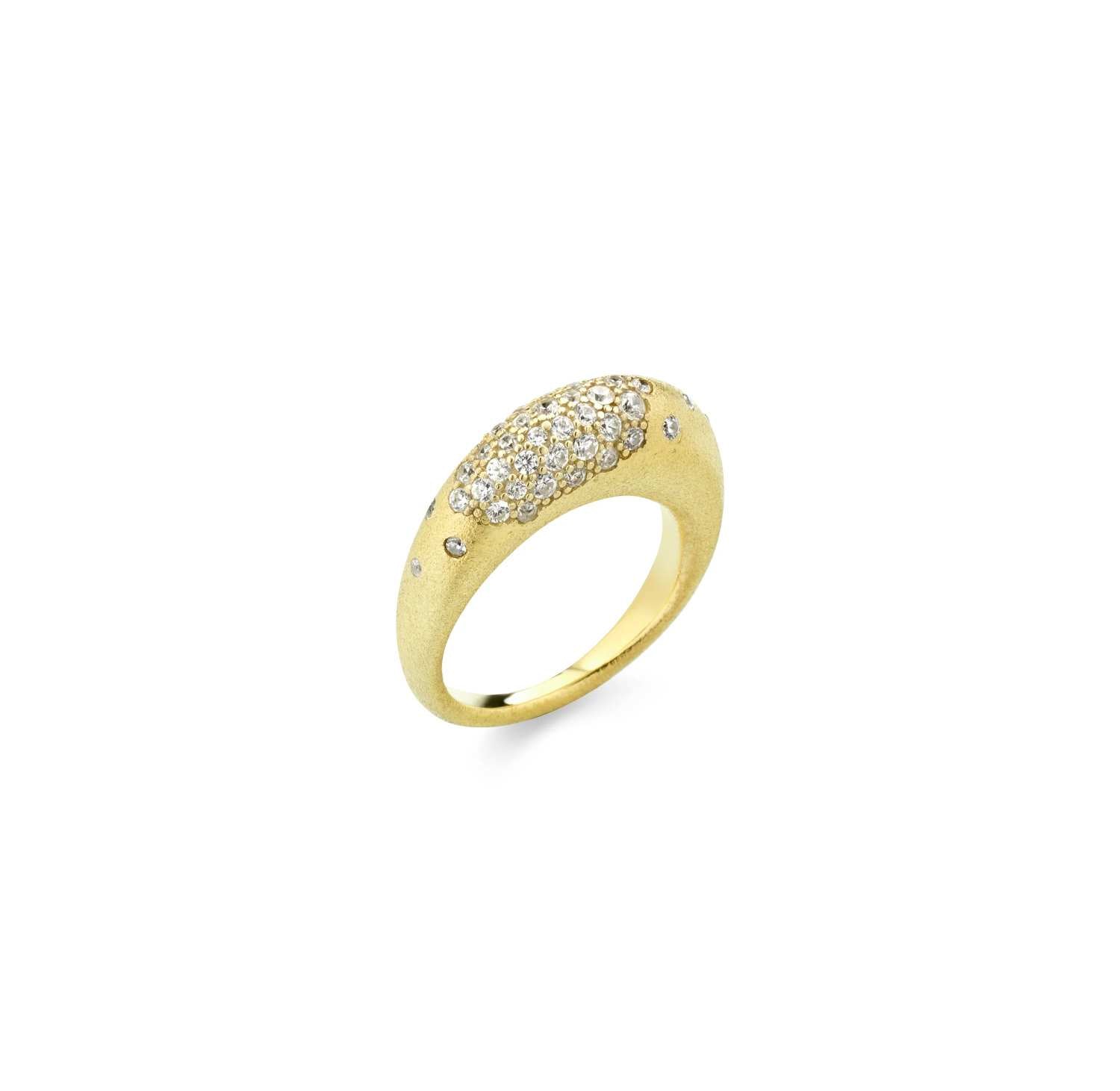 Anello Donna Sogni Argento 925 Oro Satinato Zirconi Bianchi Misura 14 AN107GB/14