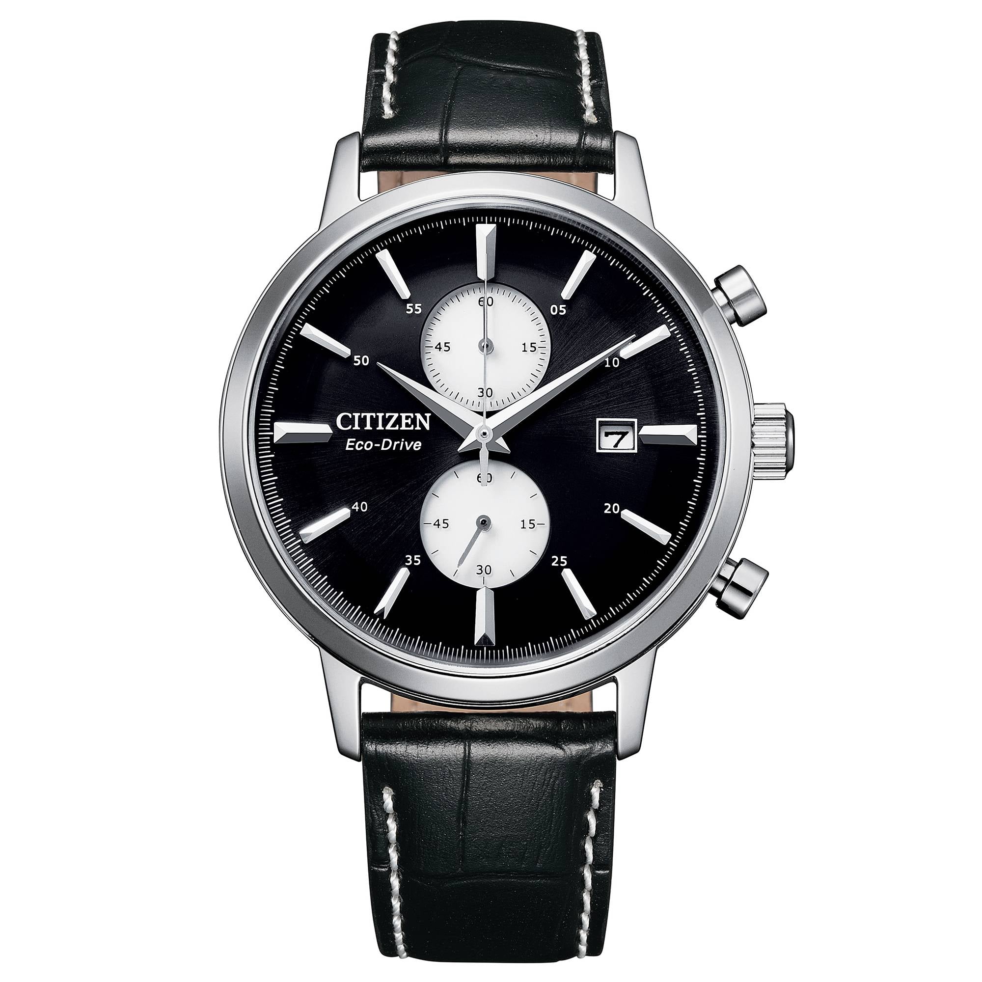 Orologio Uomo Citizen Eco-Drive Cronografo Nero Pelle CA7061-18E