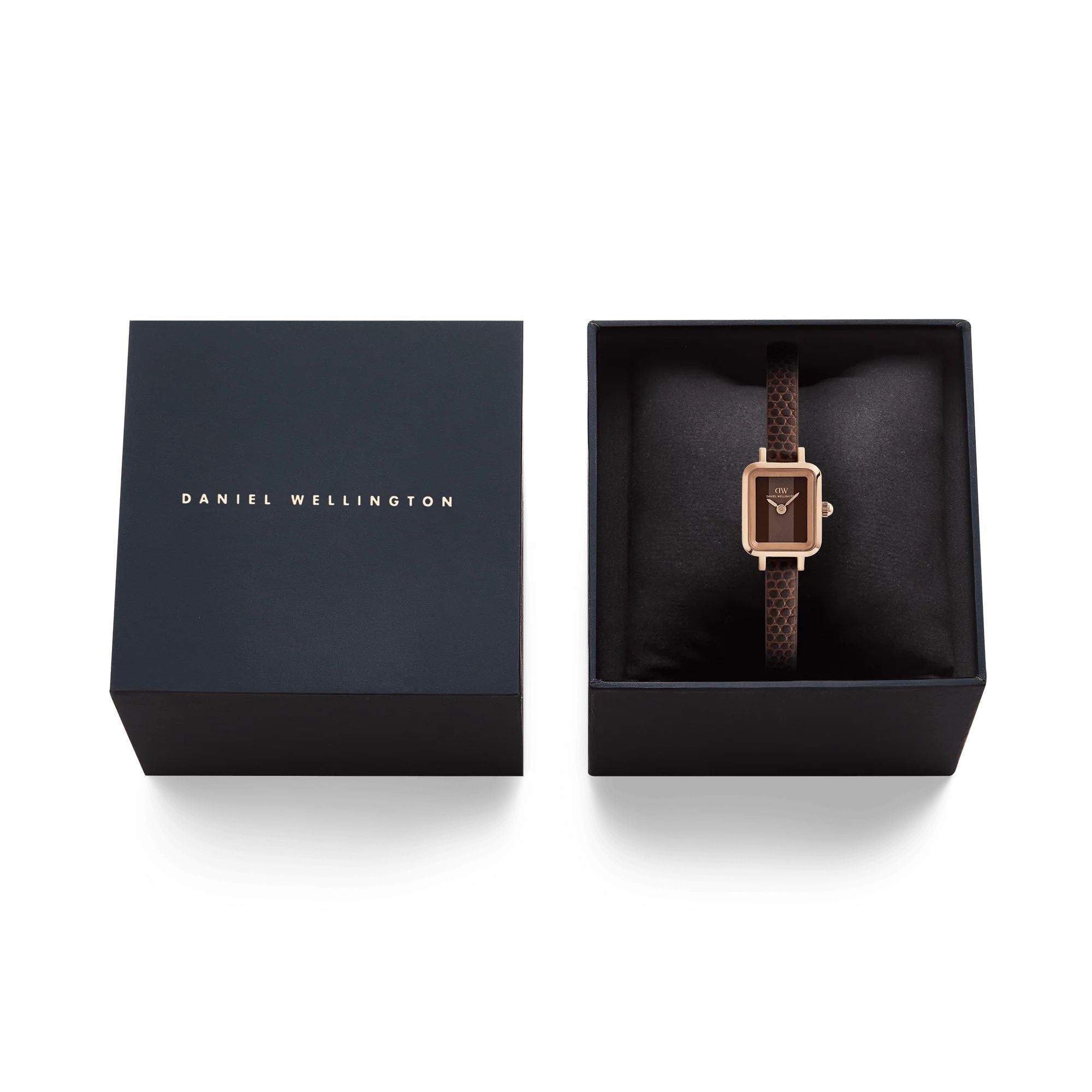 Orologio Donna Daniel Wellington Quadro Mini Pelle Marrone Lizard Padstow DW00100959