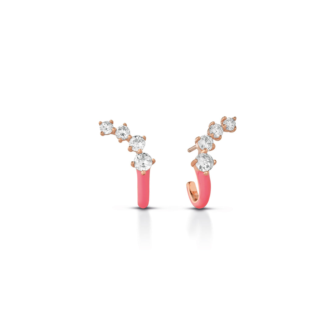 Orecchini Donna Kulto 925 Argento Rosè 925 Smalto Rosa Zirconi Bianchi KE925-23
