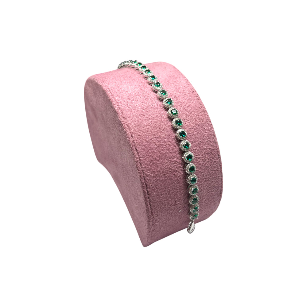 Bracciale Unisex Angelic Re Mida Tennis Argento Zirconi Bianchi Verdi Tennis-18