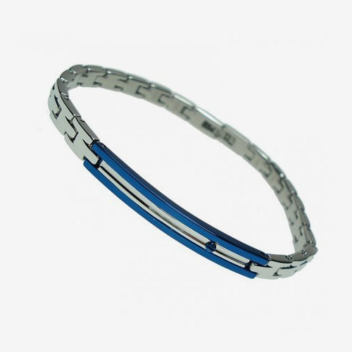 Bracciale Uomo Acciaio Zancan Targa PDV Blu EHB219