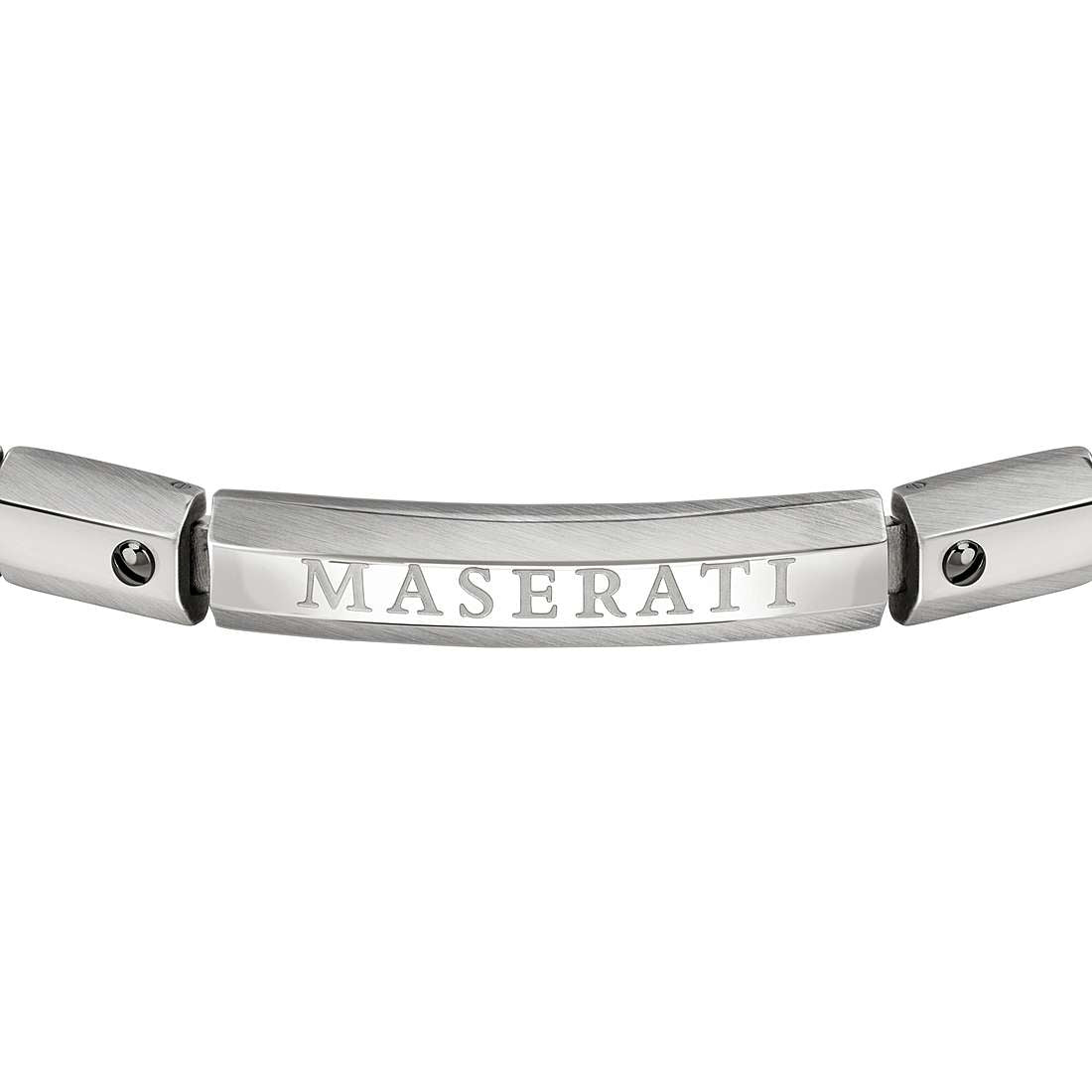Bracciale Uomo Acciaio Maserati Logo Inciso Viti Nere Lucido JM220ASQ05