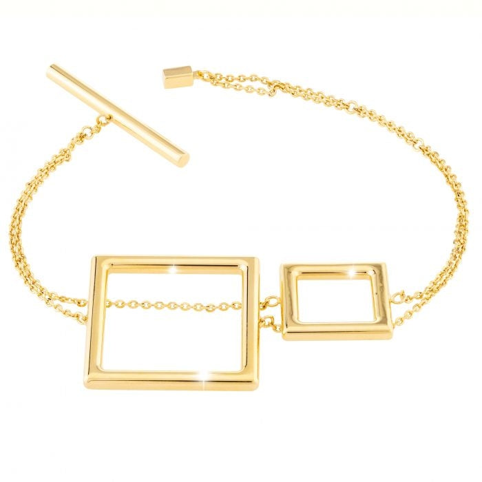 Bracciale Donna Rebecca Ludi Bronzo Placcato Oro Quadrati BLUBBO02