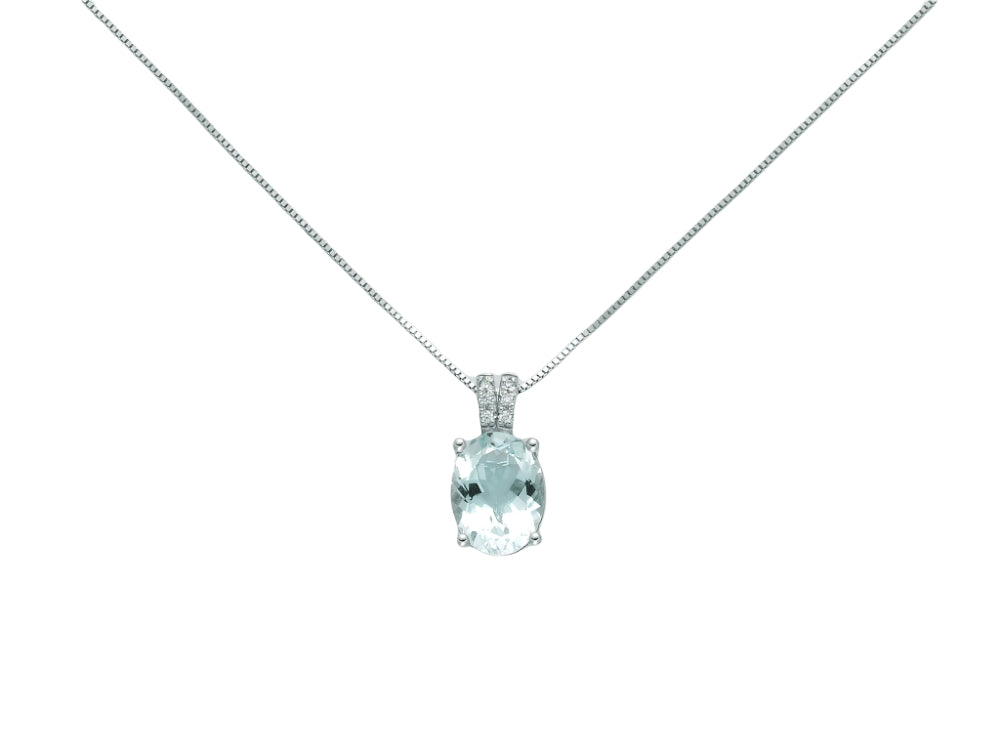 Collana Donna Miluna Girocollo Oro 18 KT Diamanti Acquamarina CLD4210