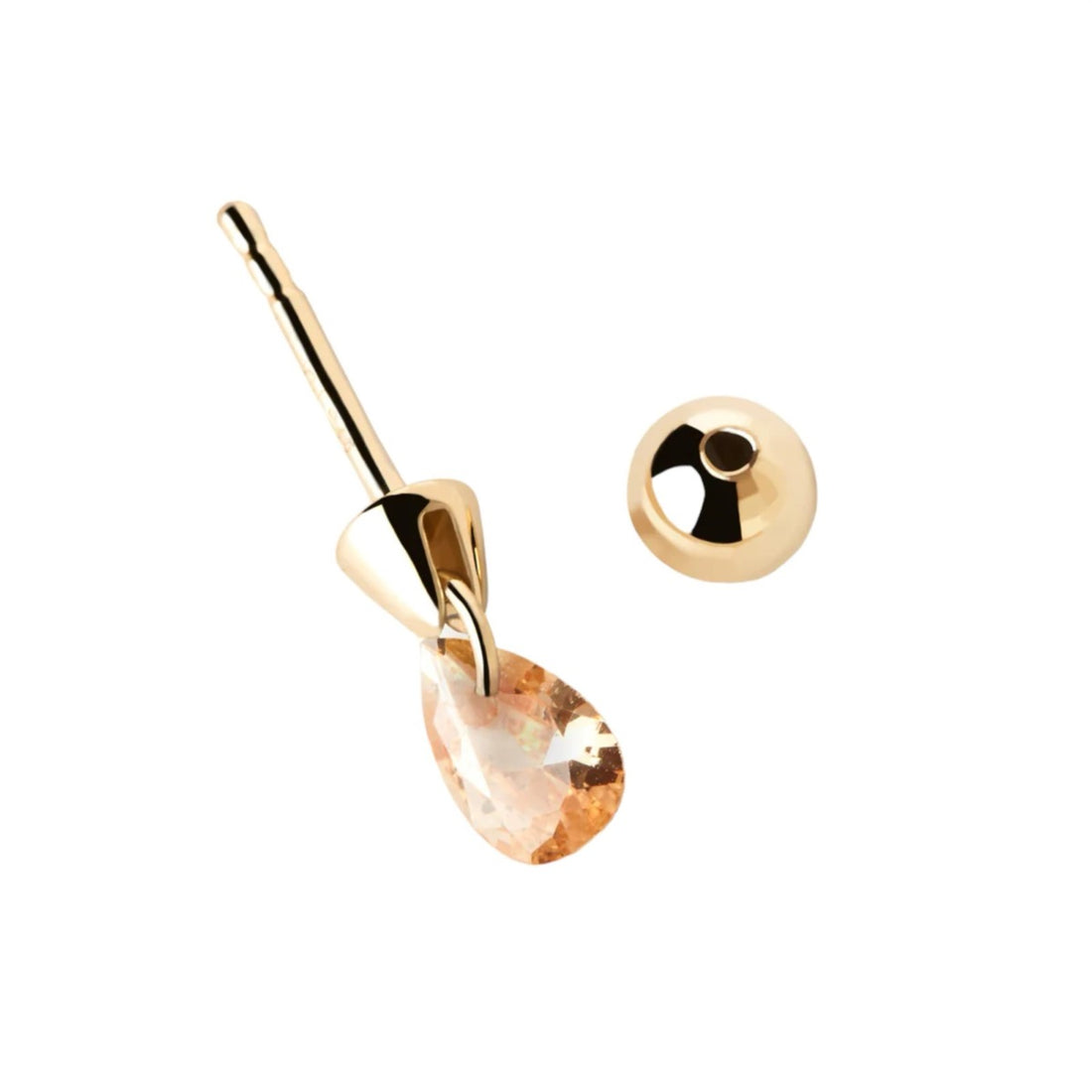Orecchini mono Donna PDPaola Argento Dorato 925 Con Zircone Rosa  PG01-204-U