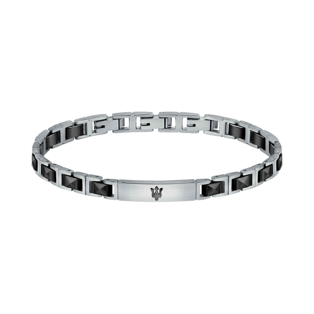 Bracciale Uomo Maserati Acciaio Semirigido Ceramica Nera Sfaccettata JM420ATI06