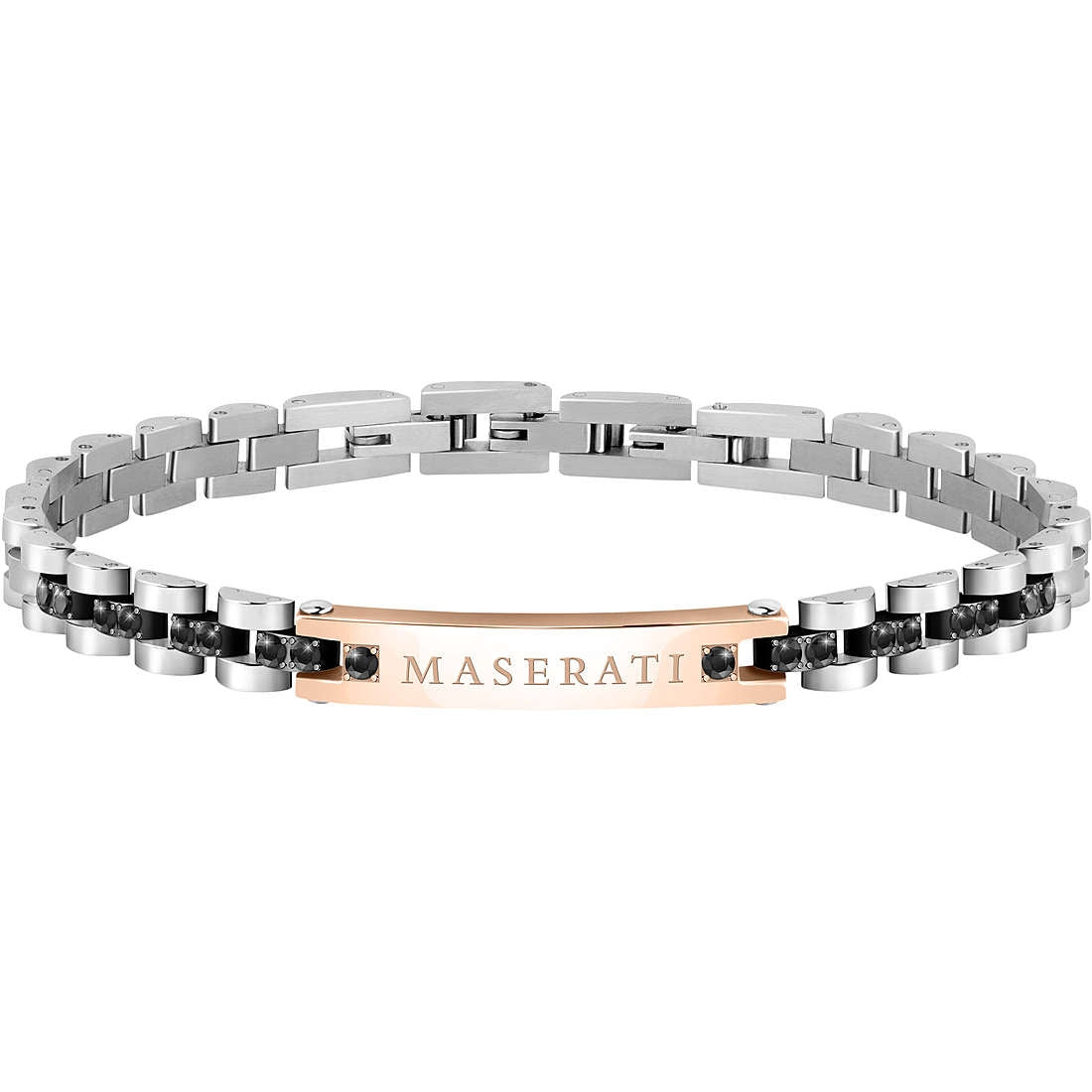 Bracciale Uomo Acciaio Maserati  e zirconi  Neri JM420ATJ08