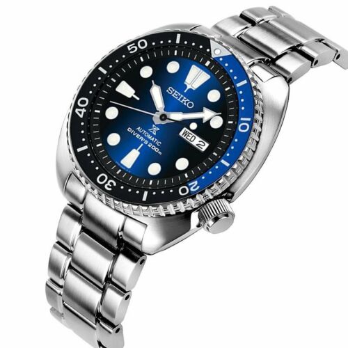 Orologio Uomo Acciaio Seiko Prospex save the ocean Automatico Doppia Data ghiera Nera/blu