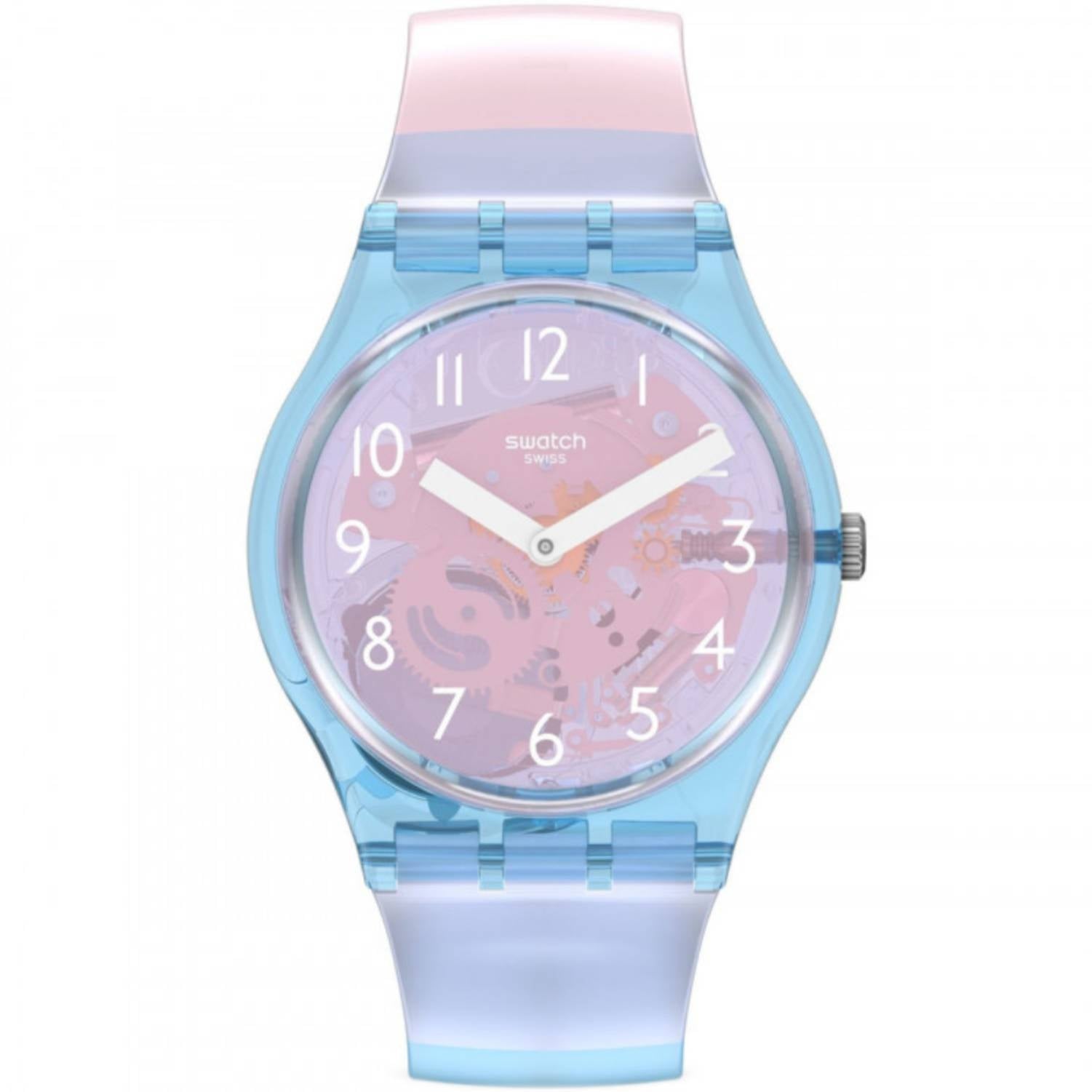 Orologio Swatch Donna Quarzo Solo Tempo Scheletrato Rosa Azzurro Bianco GL126