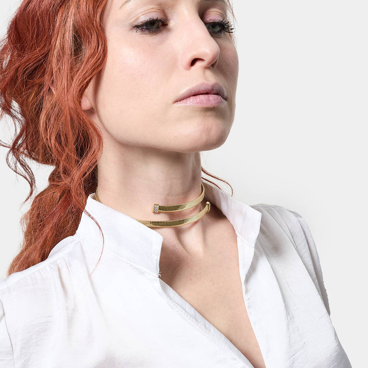 Collana Donna Unoaerre Bronzo Dorato Tubogas Zirconi 572382