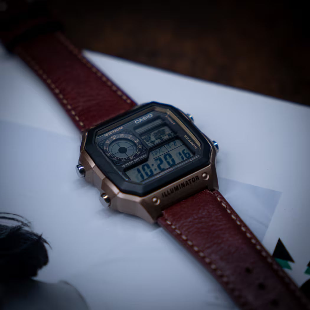 Orologio Uomo Casio Dorato Quarzo Digitale World Time AE-1200WHL-5AVEF