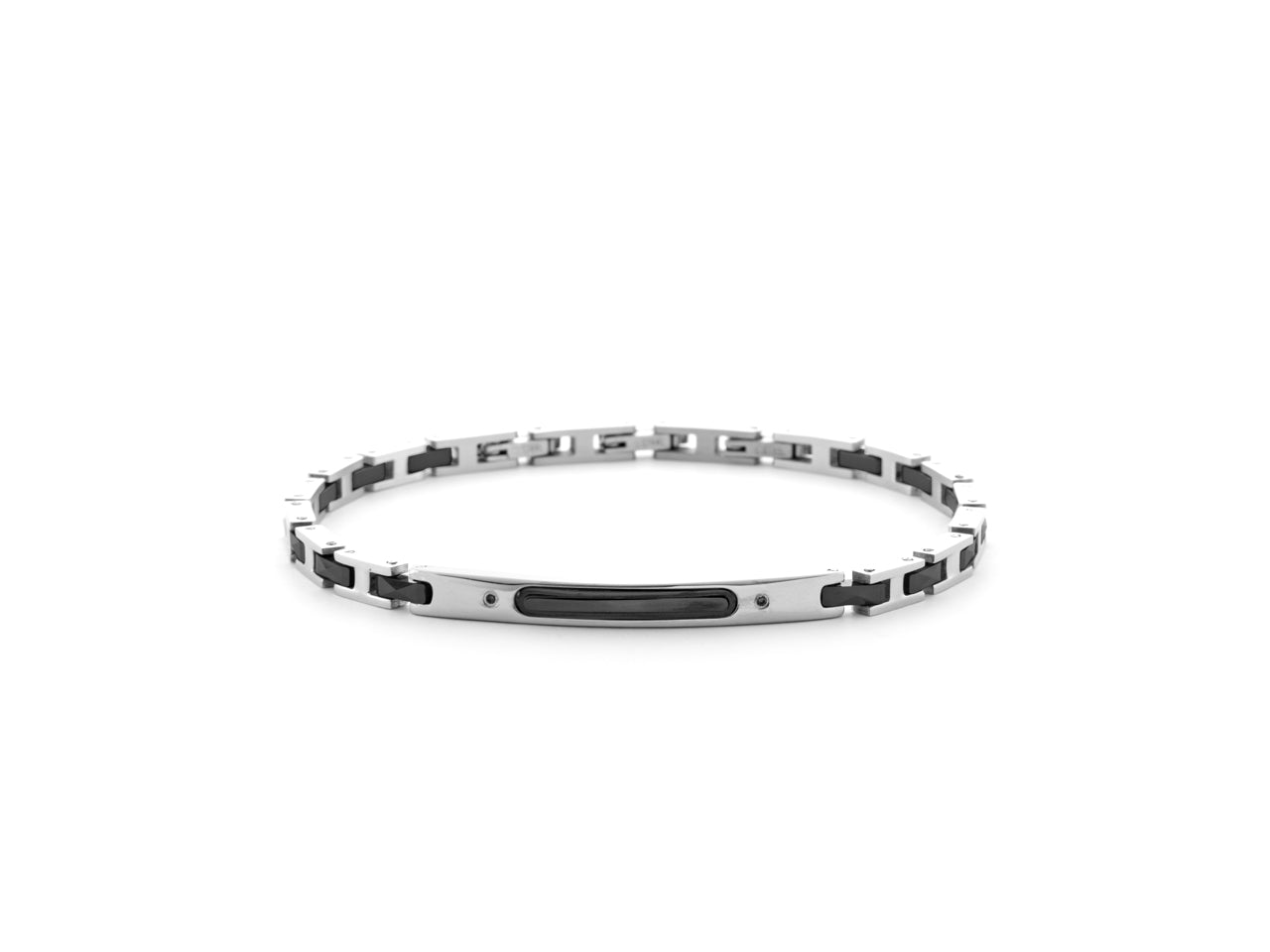 Bracciale Uomo 4US Cesare Paciotti Maglia Acciaio Ceramica Blu 4UBR6165