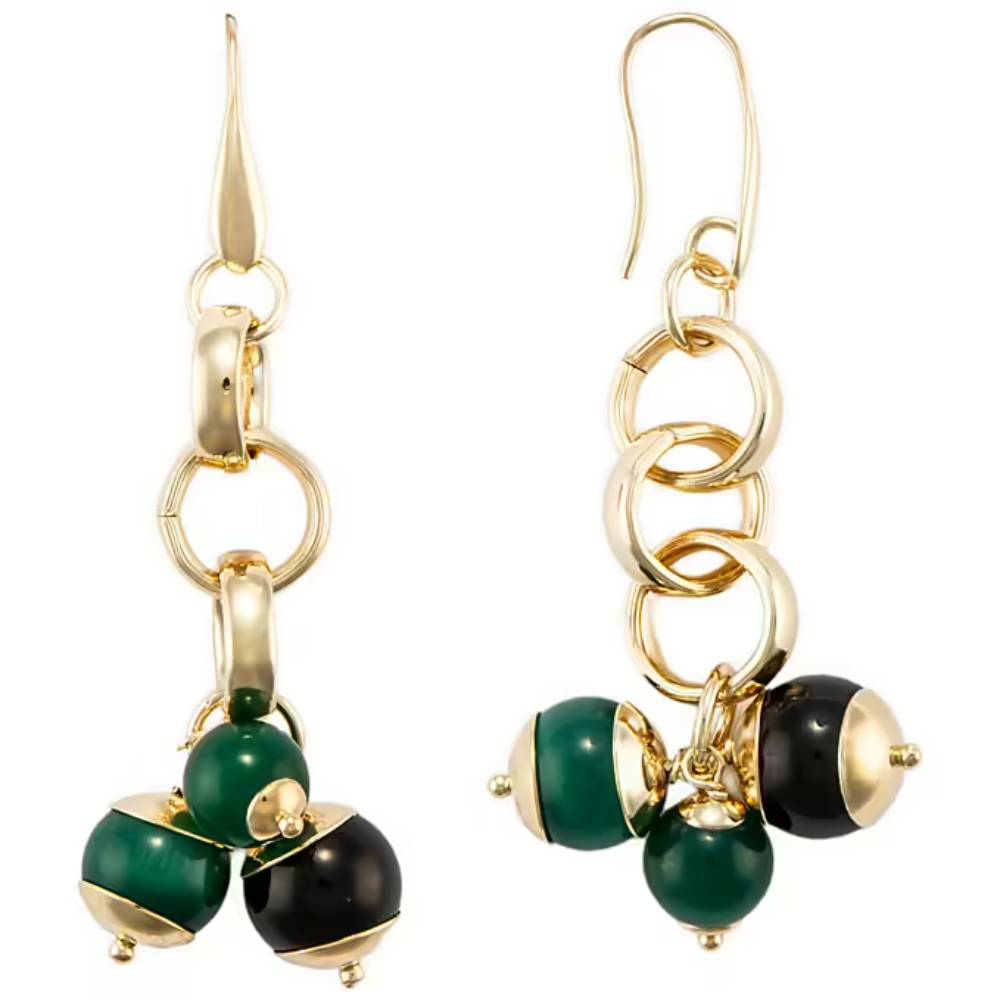Orecchini Donna 4US Cesare Paciotti Acciaio pendenti con Occhio di gatto verde 4UOR7240W