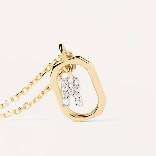 Collana Donna PDPaola Argento 925 Dorato Mini Iniziale R Zirconi CO01-529-U