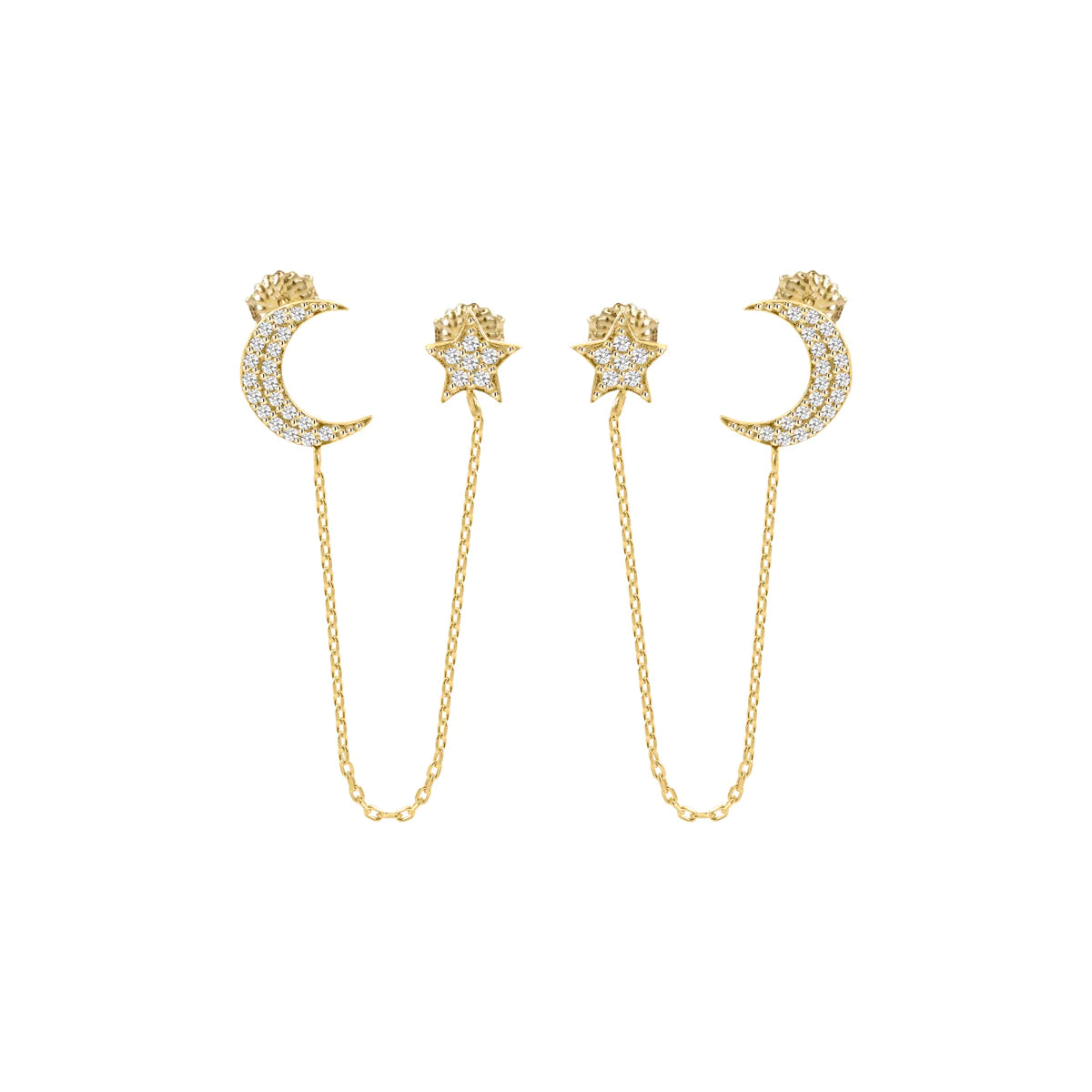 Orecchini Donna Laura P. Argento Dorato 925 Stelle Zirconi Bianchi OR0062GB