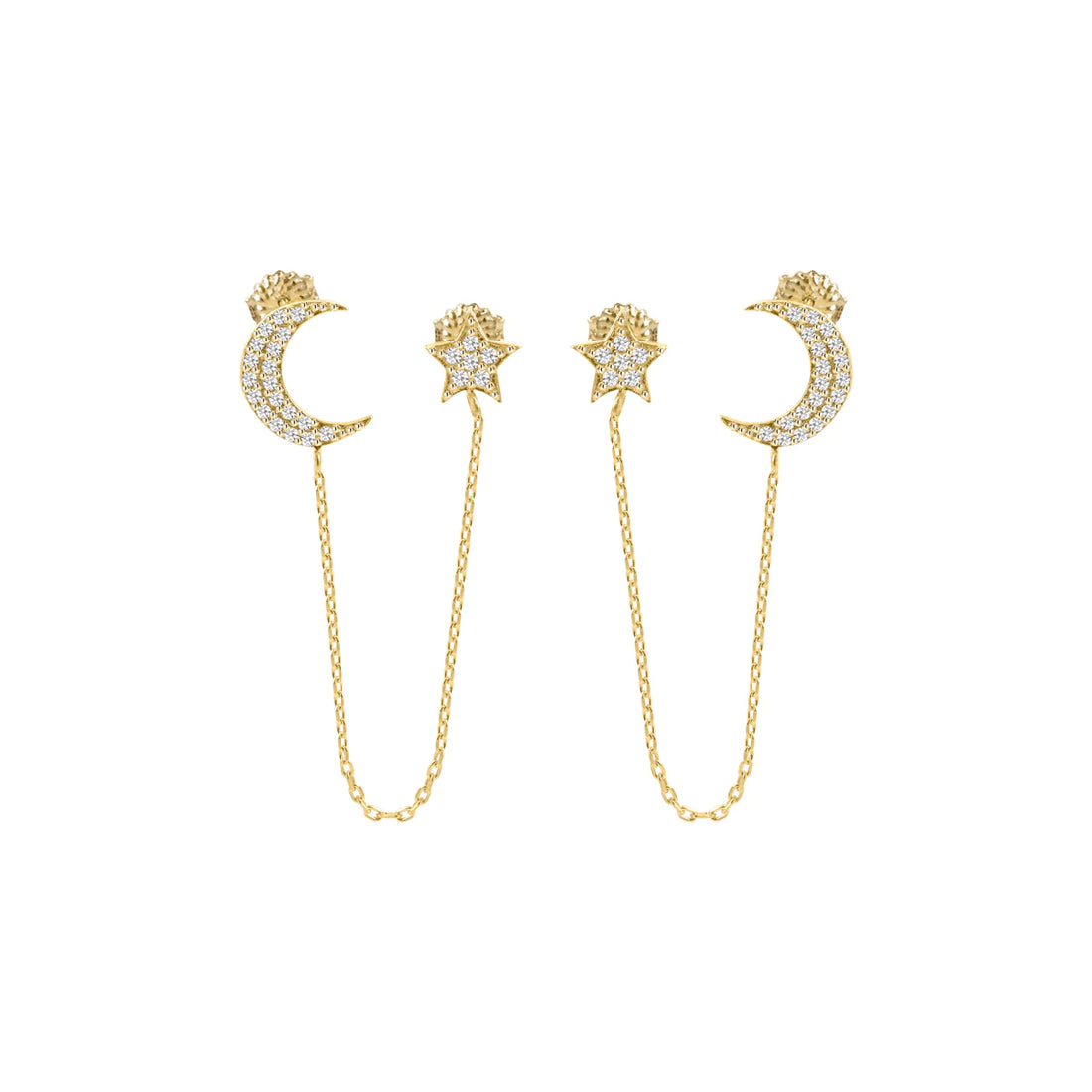 Orecchini Donna Laura P. Argento Dorato 925 Stelle Zirconi Bianchi OR0062GB