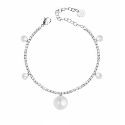 Bracciale Tennis Donna Liu Jo Acciaio Silver Perle Zirconi LJ3019