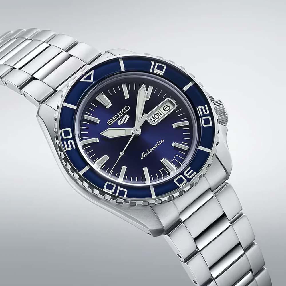 Orologio Uomo Seiko 5 Automatico Blu Acciaio Doppia Data SRPK97K1