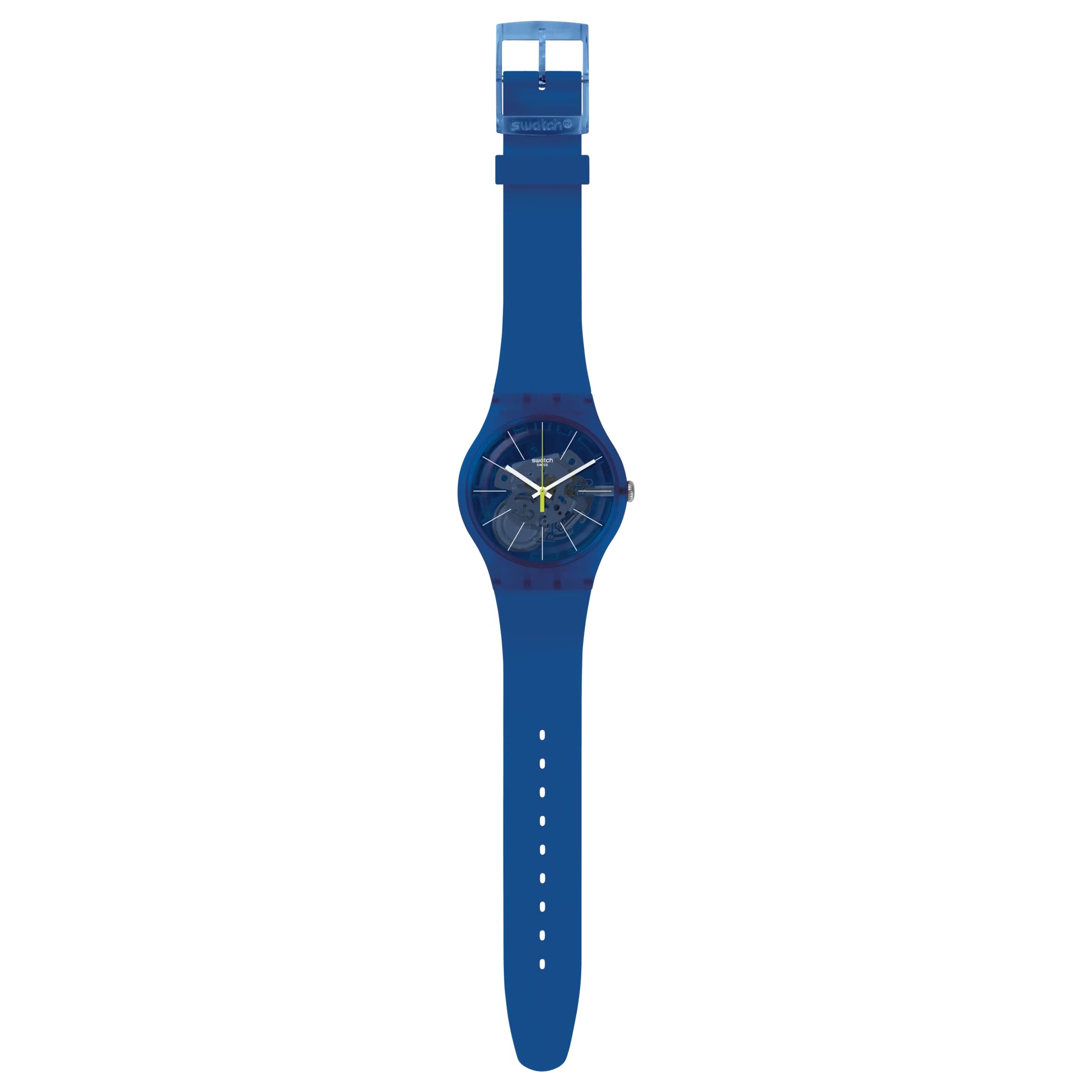 Orologio Uomo Swatch Quarzo Solo Tempo Blu Scheletrato Blue Sirup SUON142