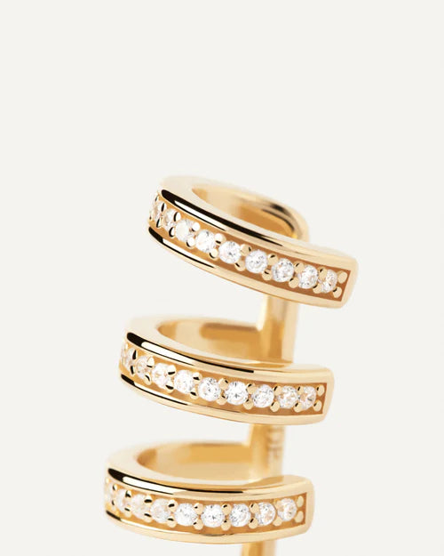 Orecchino Singolo Ear Cuff Donna PDPaola Argento Dorato 925 Zirconi PG01-021-U