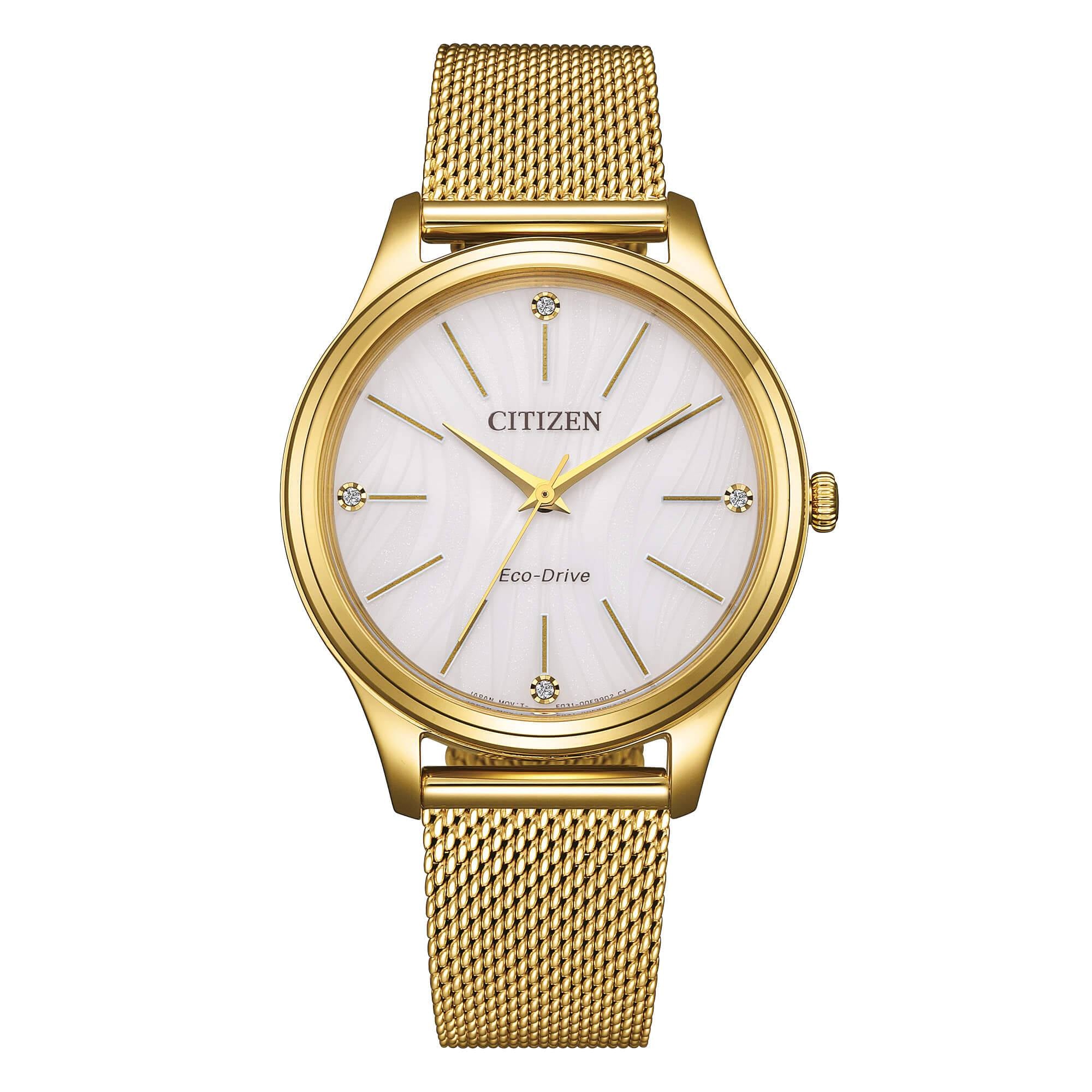 Orologio Donna Citizen Eco-Drive Bianco Carica Solare Acciaio Oro EM1222-87A