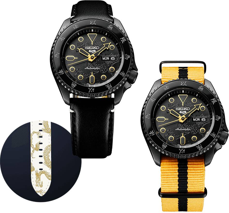 Orologio Uomo Seiko 5 Bruce Lee Automatico Edizione Limitata Nero Giallo SRPK39K1