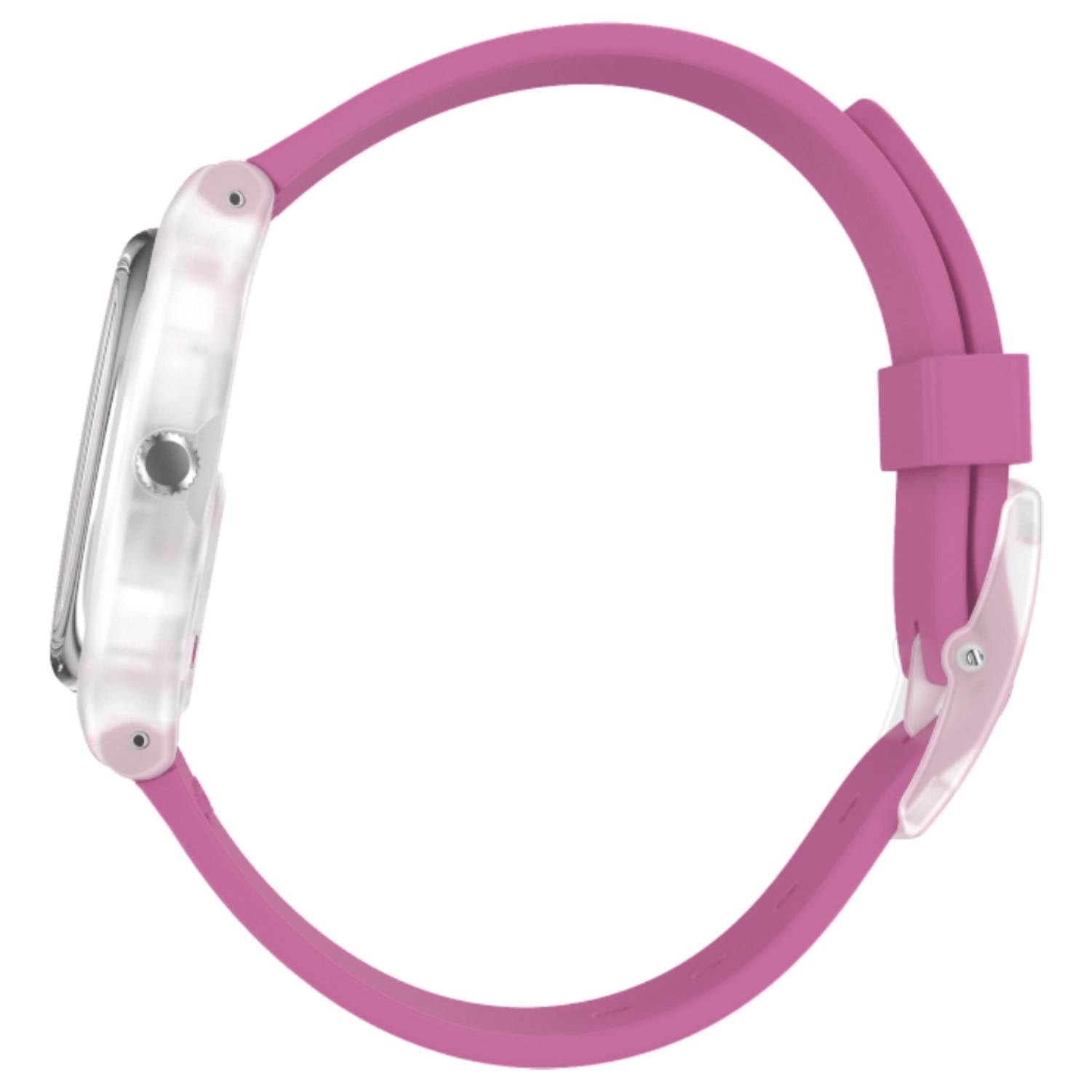 Orologio Donna Gomma Swatch Quarzo Solo Tempo Doppia Data Rosa Numeri GE724