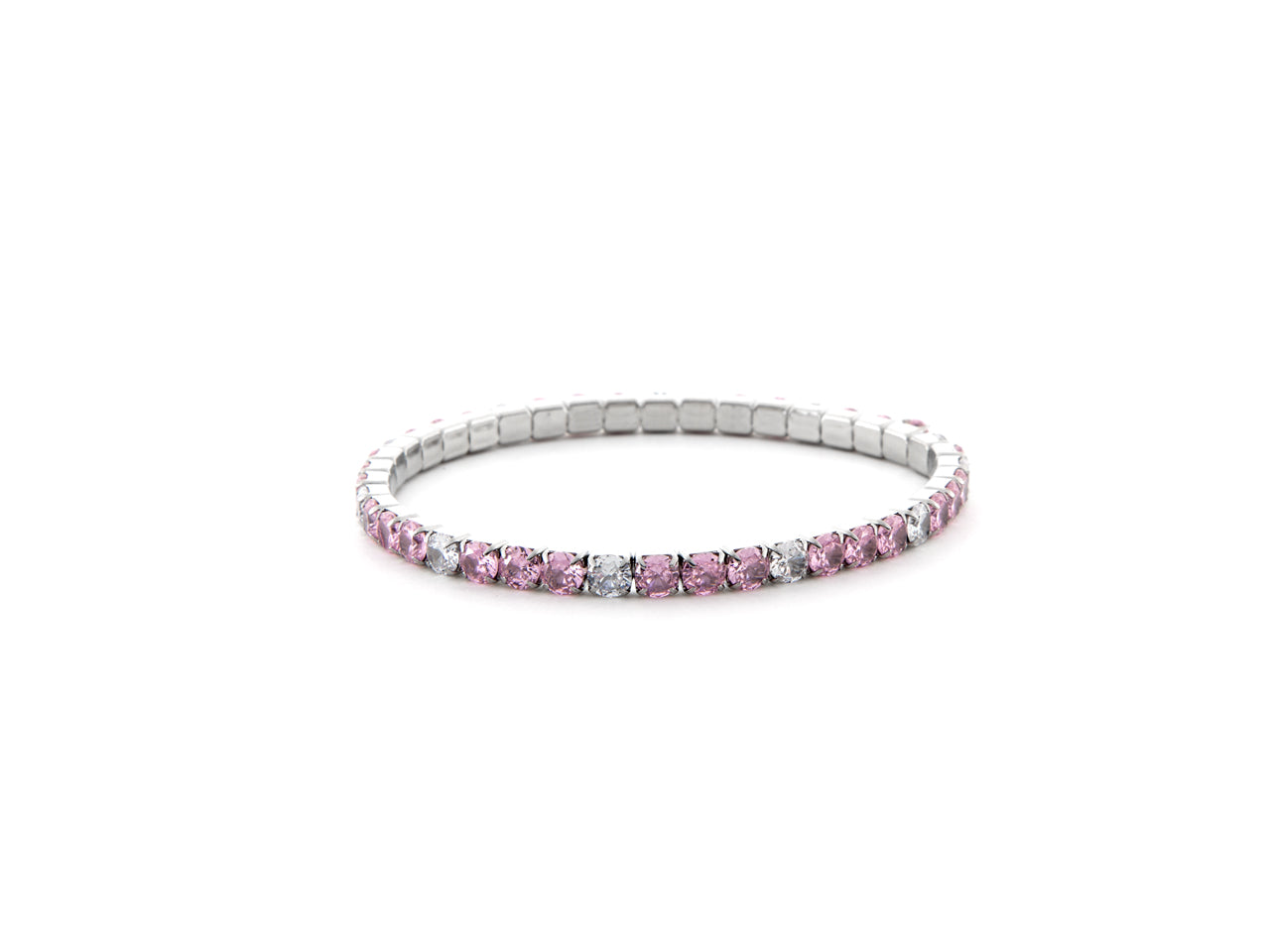 Bracciale Donna 4US Cesare Paciotti Tennis Acciaio Zirconi Rosa e bianchi a molla 4UBR6666W