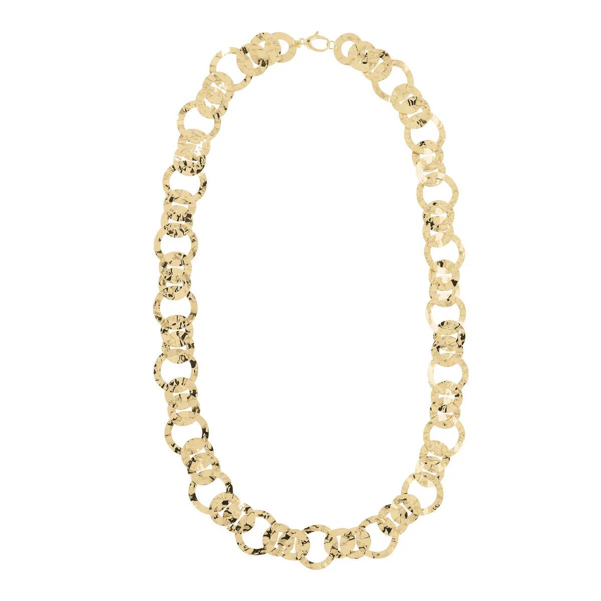 Girocollo con Maglie ad Anelli Martellati in lega placcata oro giallo 18kt  WSET00614.Y-LG