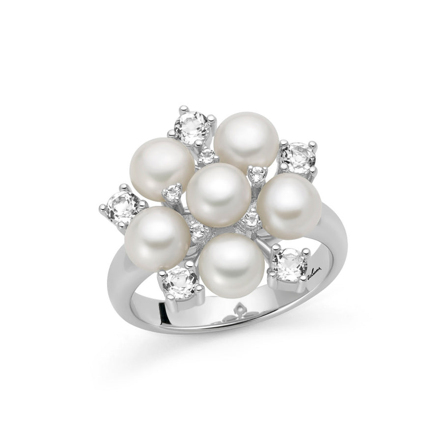 Anello Donna Miluna Perle Argento 925 Fiocco Pietra Topazio Bianco PLI1717