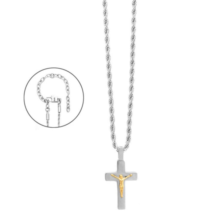 Collana Uomo 4US Cesare Paciotti Acciaio Modello Fune con Croce 4UCL8511