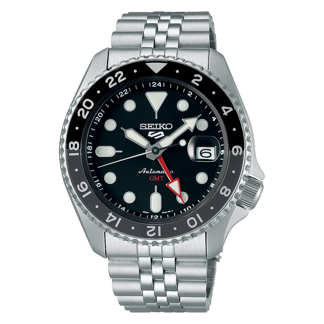 Orologio Uomo Seiko 5 GMT Sport Acciaio Jubilè Automatico Nero Data SSK001K1