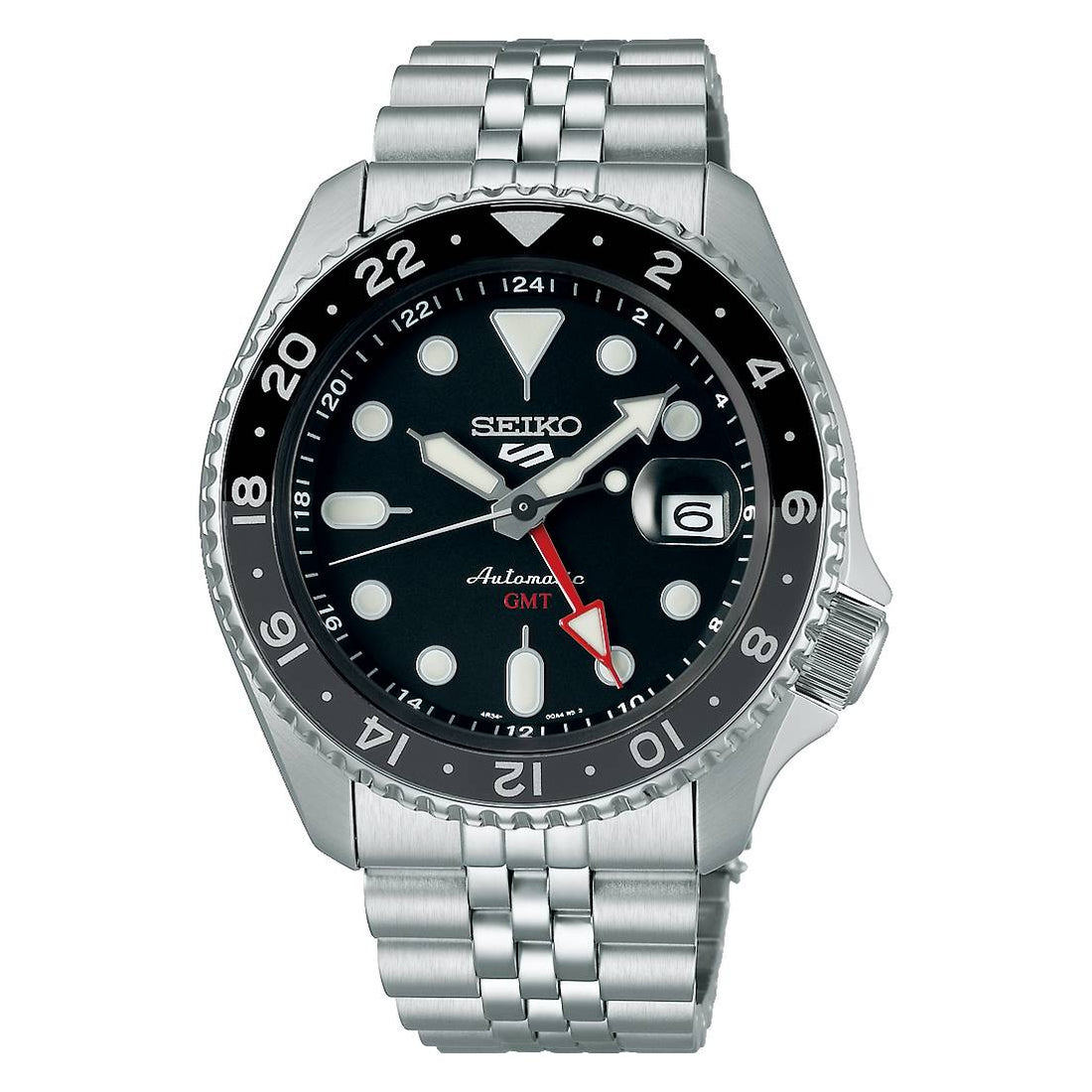Orologio Uomo Seiko 5 GMT Sport Acciaio Jubilè Automatico Nero Data SSK001K1