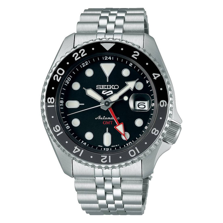 Orologio Uomo Seiko 5 GMT Sport Acciaio Jubilè Automatico Nero Data SSK001K1