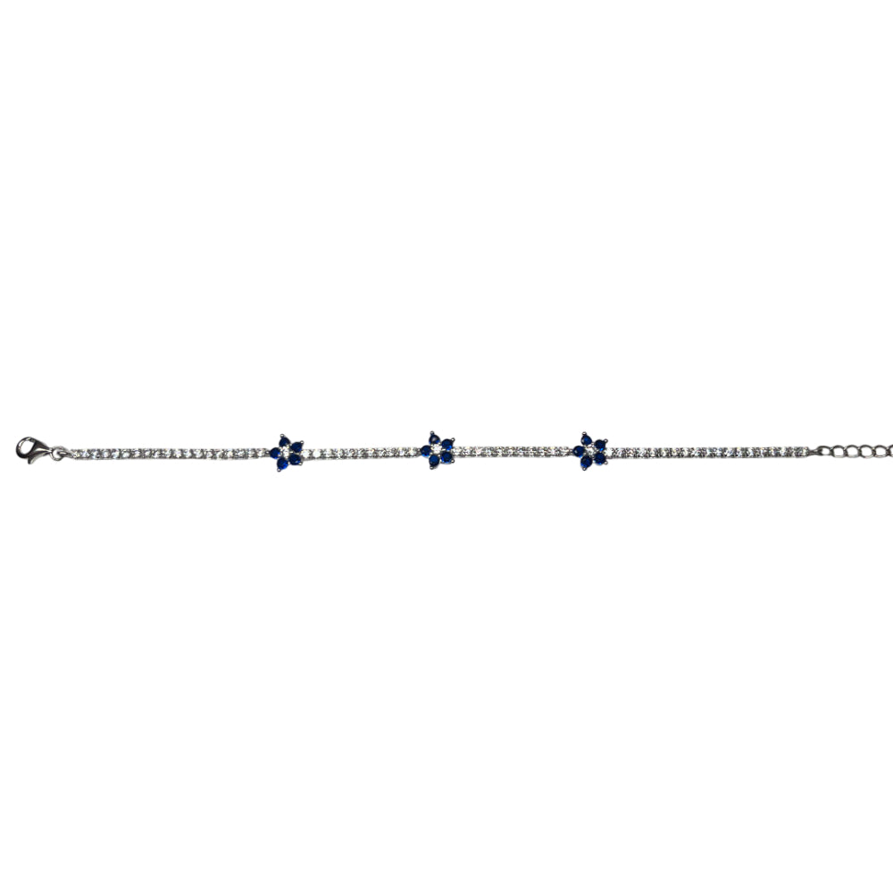 Bracciale Donna Re Mida Tennis Argento 925 Zirconi Fiori Blu Tennis-45