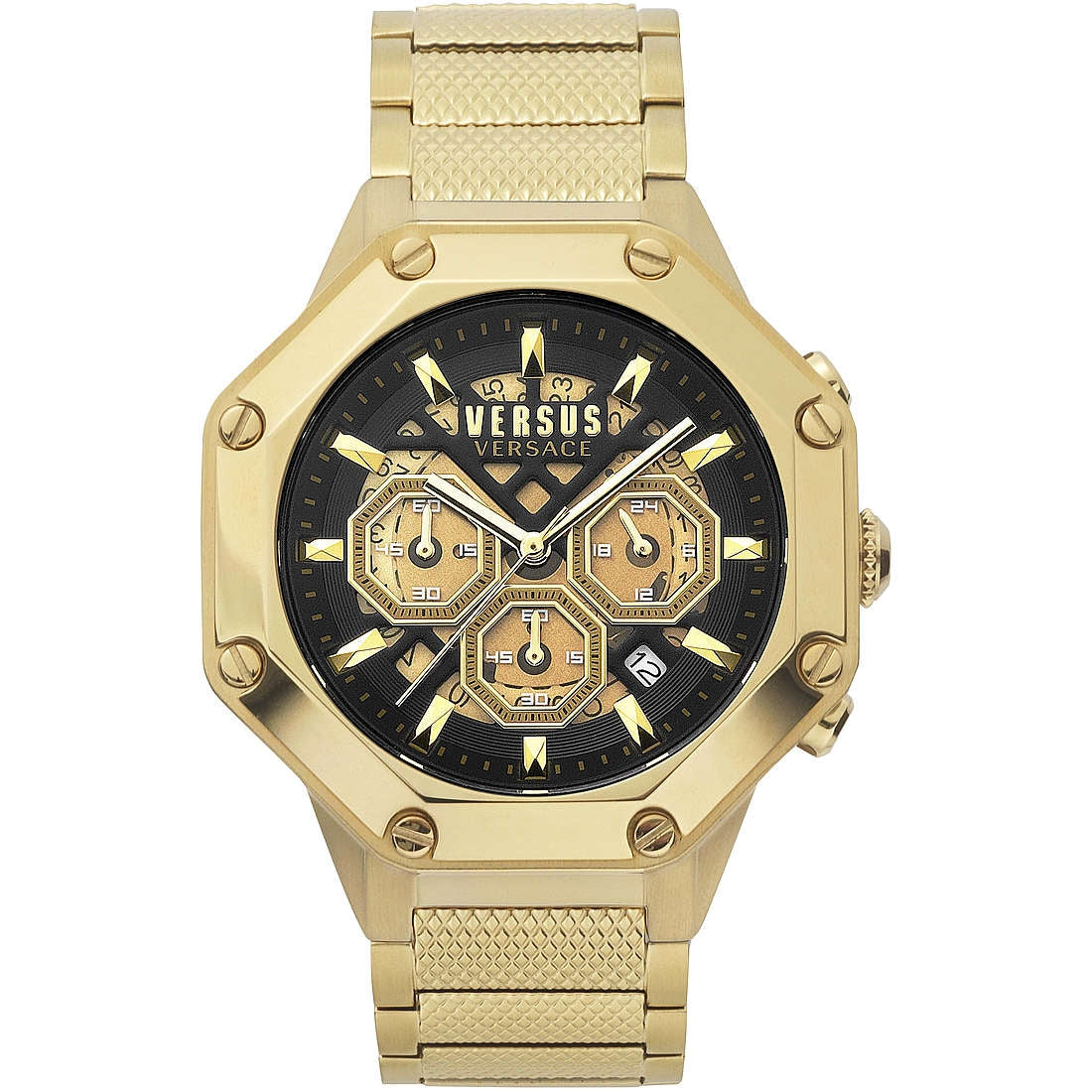 Orologio Uomo Versus By Versace Nero Quarzo Cronografo Acciaio Dorato VSP391720