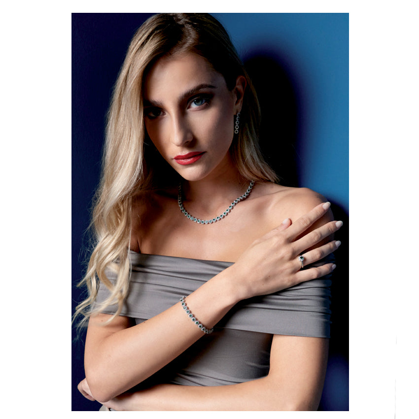 Collana Donna Ottaviani Tennis Girocollo Zirconi Bianchi Verde 501048C