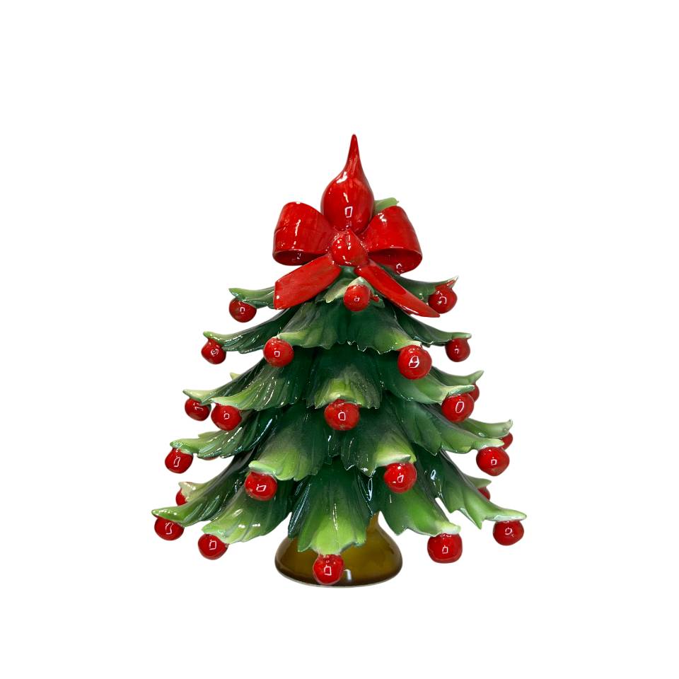 Albero di Natale Capodimonte Classico Palline Rosse Fiocco 18cm CAP29