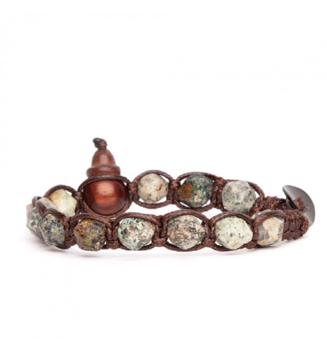 Bracciale Uomo Tamashii Pietra Biglie Cut Turchese Africano Tibetano Verde BHS911-75